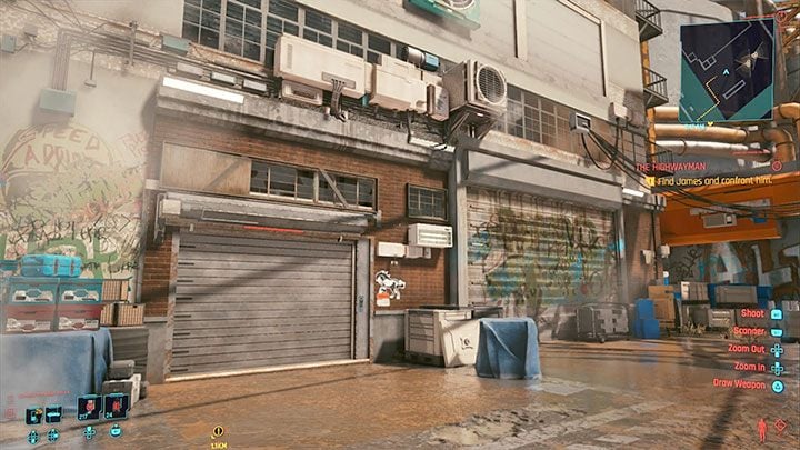 Here you will find a closed garage shown in the picture - Cyberpunk 2077: List of free cars - World Atlas - Cyberpunk 2077 Guide