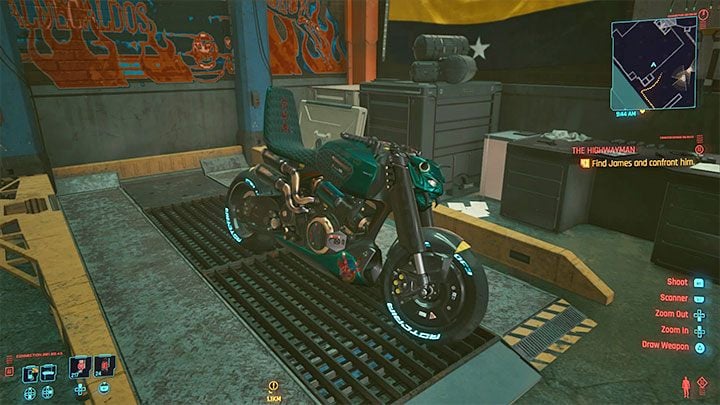 The motorcycle is in the garage - Cyberpunk 2077: List of free cars - World Atlas - Cyberpunk 2077 Guide