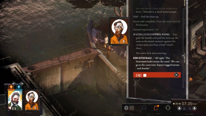 This action is connected to the Close the water lock on Wednesday quest - it will be added to your journal after performing the following interactions - Disco Elysium: How to get to western Martinaise? - FAQ - Disco Elysium Guide