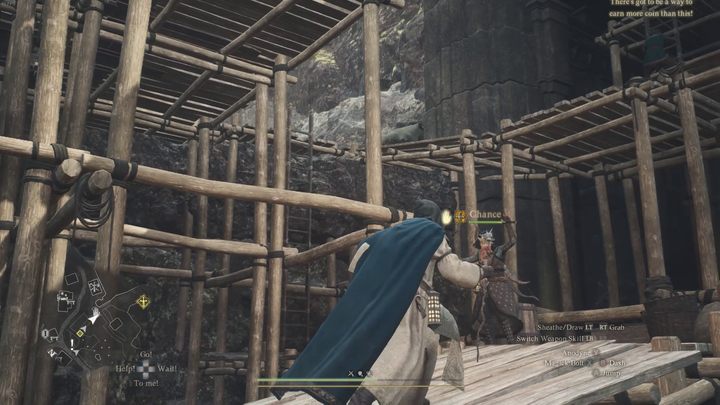 After reaching the settlement, head towards the wooden scaffolding in its center - Dragons Dogma 2: How to unlock Dwarven Smithing? - Mechanics and Collectibles - Dragons Dogma 2 Guide