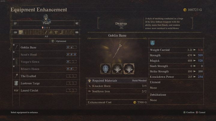 To upgrade your weapon or armor, select the item you are interested in from the list on the left - Dragons Dogma 2: How to unlock Dwarven Smithing? - Mechanics and Collectibles - Dragons Dogma 2 Guide