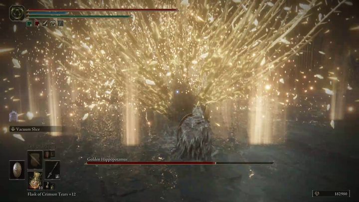 After losing about half of its health, the beast will transform and golden spikes will appear on its back - Shadow of the Erdtree: How to beat Golden Hippopotamus? - Side bosses - Elden Ring Guide