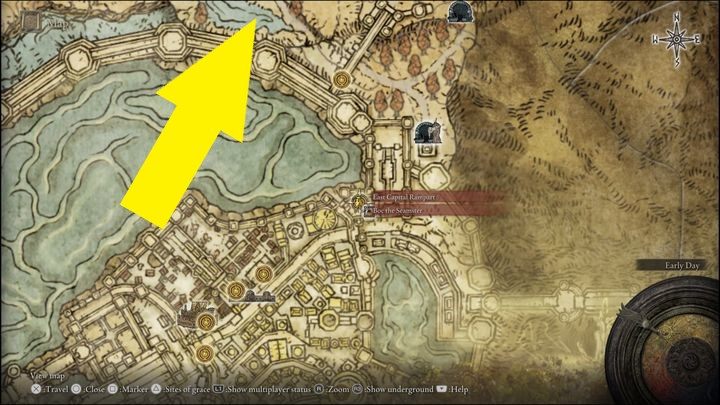 You need to reach the area shown in the screenshot - Elden Ring: Dung Eater / Blackguard Boggart questline - walkthrough - Quests - Elden Ring Guide