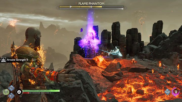 The second source (see the picture above) is behind the lava - God of War Ragnarok: How to defeat Flame Phantom? - Bosses - God of War Ragnarok Guide