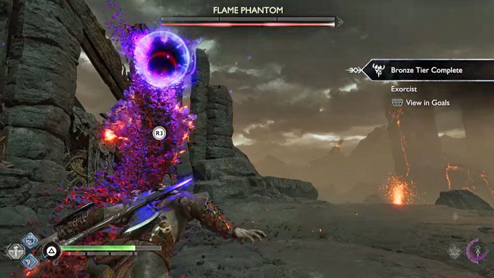 Attack the sources until the Phantom regains its full strength, as it will then become indestructible again (it is possible to destroy sources 1 and 2 one by one if you hurry up) - God of War Ragnarok: How to defeat Flame Phantom? - Bosses - God of War Ragnarok Guide