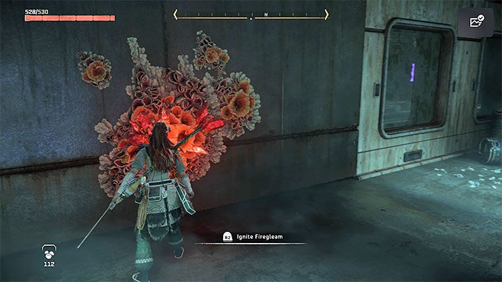 In the new room, use the Igniter on the Firegleam shown in the picture - Horizon Forbidden West: Seeds of the Past - walkthrough - Main Storyline - Horizon Forbidden West Guide