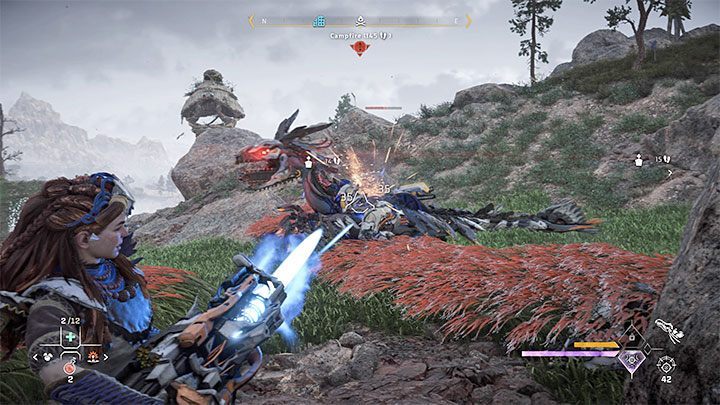 To win larger battles against machines, try setting up traps around the area (but be sure not to trip over them yourself) and heavy weapons such as the machine gun that can drop from a damaged Ravager - Horizon Forbidden West: The Dying Lands - walkthrough - Main Storyline - Horizon Forbidden West Guide