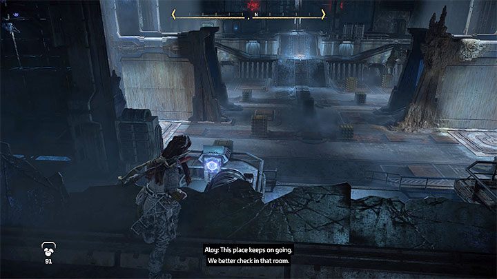 The main route through the outpost is linear, but along the way you can look around for optional loot to stash into your inventory - Horizon Forbidden West: Cradle of Echoes - walkthrough - Main Storyline - Horizon Forbidden West Guide