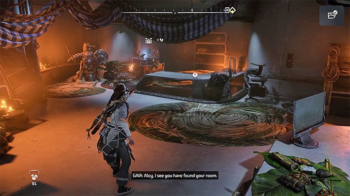 One of the base's rooms will eventually become Aloy's private quarters - Horizon Forbidden West: The Base - unlocking, main rooms - Basics - Horizon Forbidden West Guide