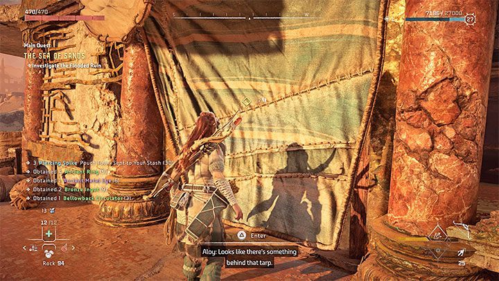 Use the ladder to access the bottom balconies of the building - Horizon Forbidden West: The Sea of Sands - walkthrough - Main Storyline - Horizon Forbidden West Guide