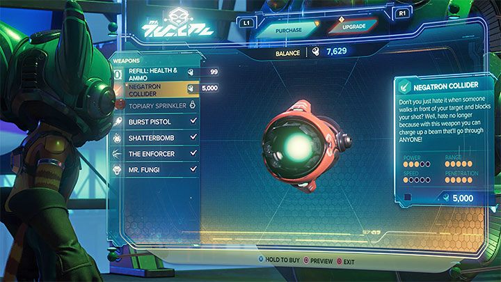 The Negatron Collider costs 5,000 bolts - Ratchet & Clank Rift Apart: Weapons - List - Basics - Ratchet & Clank Rift Apart Guide