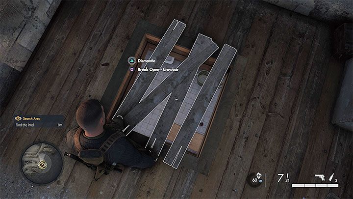 You can return to the lower floor through the hole in the floor presented in the picture above - Sniper Elite 5: Recovering resistance intel (mission 1) - walkthrough - Mission 1 - Atlantic Wall - Sniper Elite 5 Guide, Walkthrough