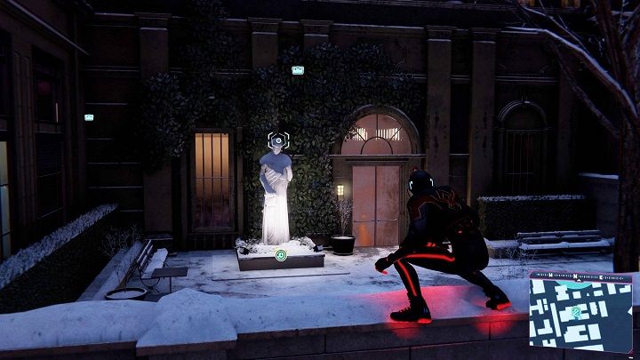 The second capsule lies under the statue, on the building's terrace, near the park - Spider-Man Miles Morales: Time capsules - all locations, list - Collectibles - Spider-Man Miles Morales Guide