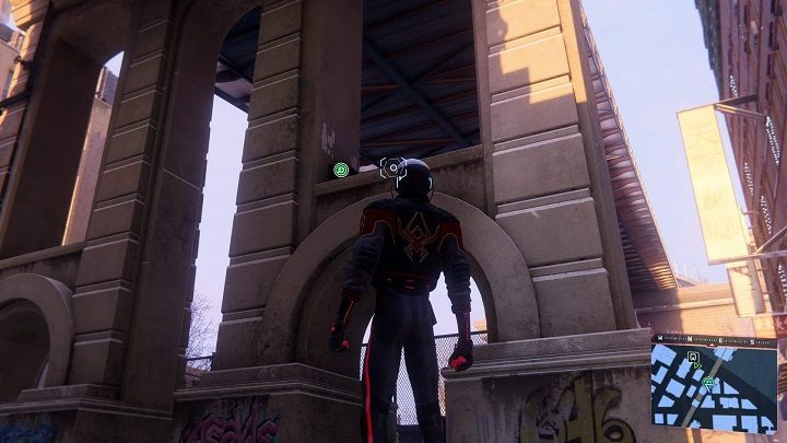 The first capsule in Chinatown is located under a bridge near the river - Spider-Man Miles Morales: Time capsules - all locations, list - Collectibles - Spider-Man Miles Morales Guide