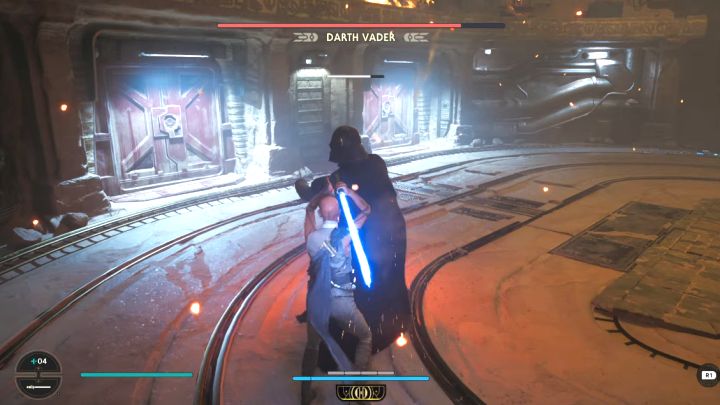 Parry Vader's regular attacks and make him lose stamina points faster - Jedi Survivor: How to defeat Darth Vader in the Archives? - Bosses - Star Wars Jedi Survivor guide