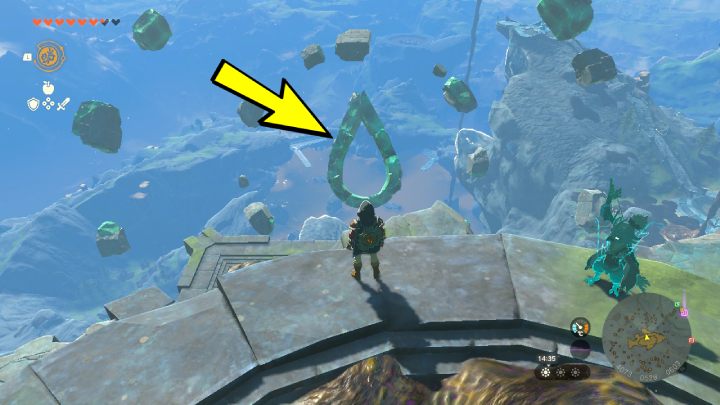 Stand at the western end of the island and find the formation of stones in the shape of a drop - Zelda TotK: Sidon of the Zora - Walkthrough - Zelda Tears of the Kingdom Guide