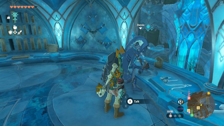 Go to Zora's Domain and talk to the blacksmith Dento - Zelda TotK: Sidon of the Zora - Walkthrough - Zelda Tears of the Kingdom Guide