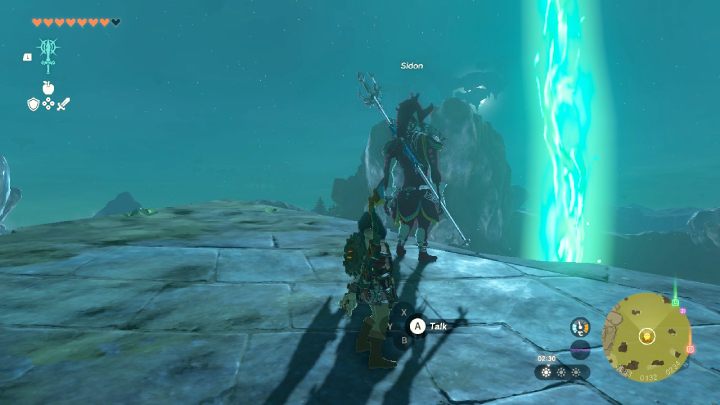 After putting on Zora Armor, meet Sidon at the green light in the middle of the lake - Zelda TotK: Sidon of the Zora - Walkthrough - Zelda Tears of the Kingdom Guide