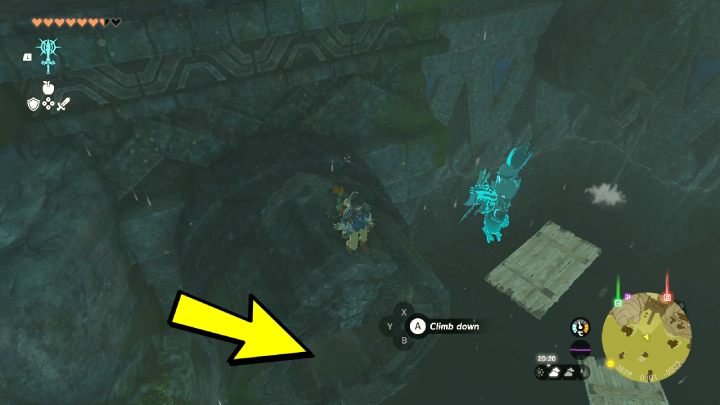 Under the hole you will find a small tunnel - Zelda TotK: Sidon of the Zora - Walkthrough - Zelda Tears of the Kingdom Guide