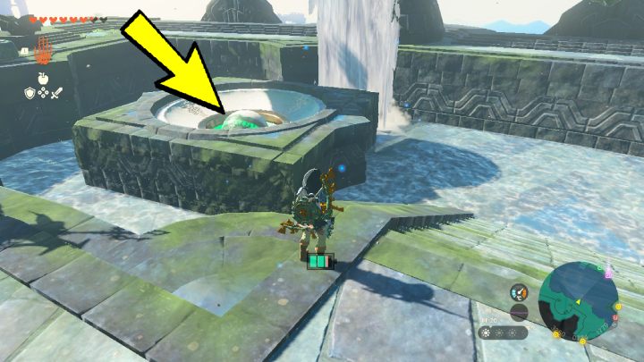 Put the orb in the hole at the bottom of the pool and wait for the gate to open by the faucet - Zelda TotK: Sidon of the Zora - Walkthrough - Zelda Tears of the Kingdom Guide