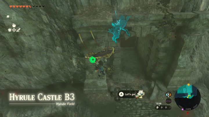 The next objective is at floor B3, in the western part of the map - Zelda TotK: Crisis at Hyrule Castle - Walkthrough - Zelda Tears of the Kingdom Guide