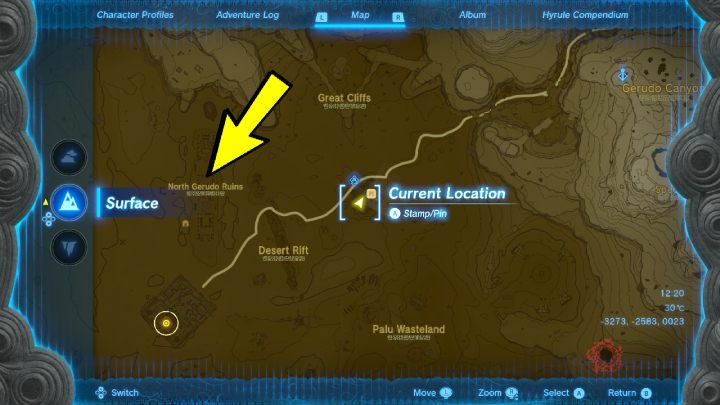 Reaching the Gerudo Town is made difficult by a sandstorm which obstructs your vision - Zelda TotK: Riju of Gerudo Town - walkthrough - Walkthrough - Zelda Tears of the Kingdom Guide