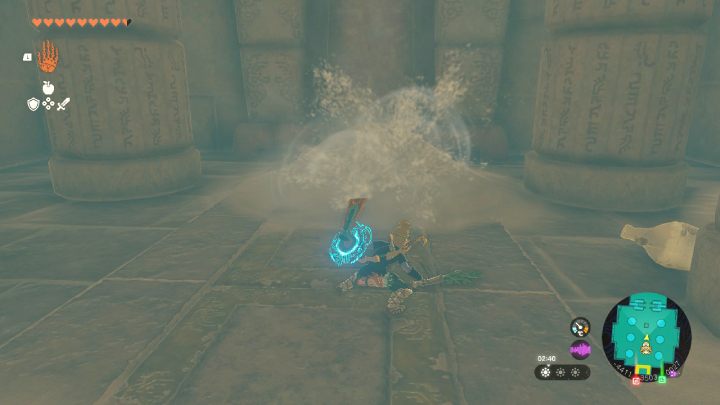 Get rid of the sand in front of the stone door and stand on the switch - Zelda TotK: Riju of Gerudo Town - walkthrough - Walkthrough - Zelda Tears of the Kingdom Guide