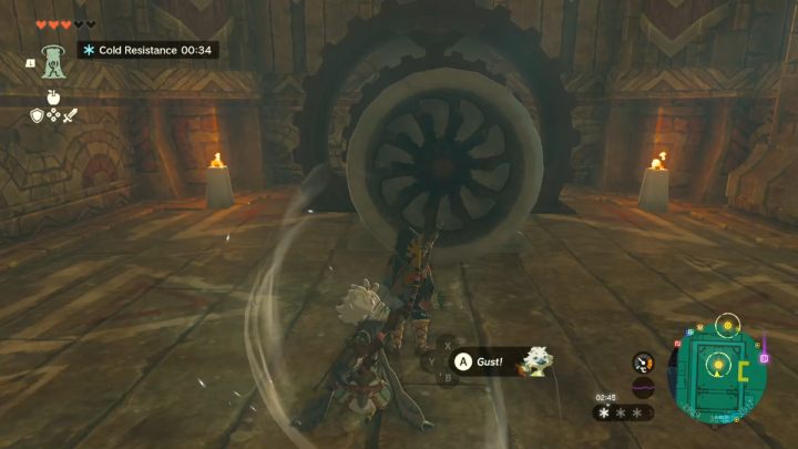 Stand in front of the turbine and use Tulin's ability to start it - Zelda TotK: Tulin of Rito Village - Walkthrough - Zelda Tears of the Kingdom Guide