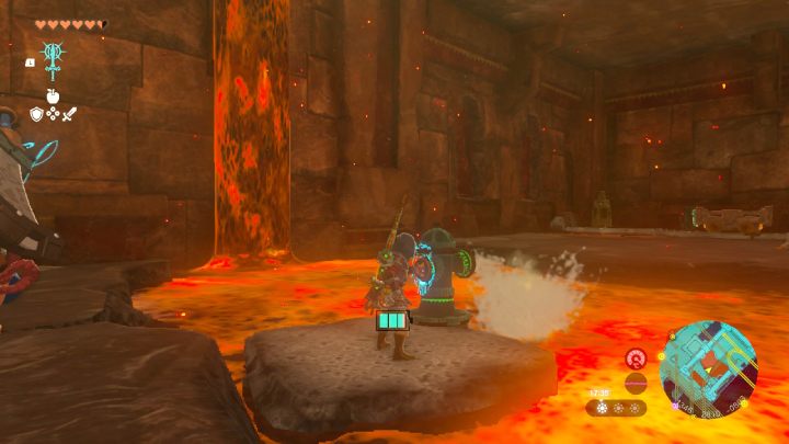 Go to the southern part of the temple and use the hydrant to create platforms on the lava - Zelda TotK: Yunobo of Goron City - Walkthrough - Zelda Tears of the Kingdom Guide