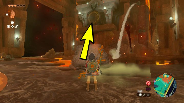 Use Yunobo's attack to hit the gong - Zelda TotK: Yunobo of Goron City - Walkthrough - Zelda Tears of the Kingdom Guide