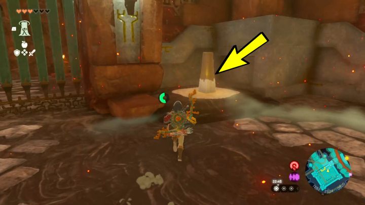 Hit the final gong to open the fifth padlock - Zelda TotK: Yunobo of Goron City - Walkthrough - Zelda Tears of the Kingdom Guide