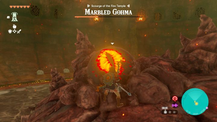 With the gate open, a 2-phased fight against Marbled Gohma will begin - Zelda TotK: Yunobo of Goron City - Walkthrough - Zelda Tears of the Kingdom Guide