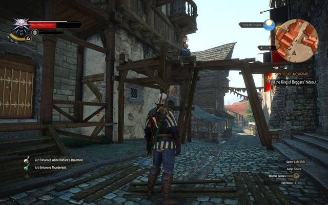 A beggar sitting on the scaffolding - The Witcher 3 Wild Hunt: Pyres of Novigrad - walkthrough - Free City of Novigrad - The Witcher 3 Wild Hunt Guide