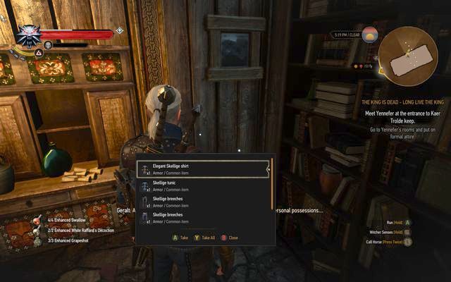 Take the attire from the chest in Yennefer room - The Witcher 3 Wild Hunt: The King is Dead, Long Live The King - walkthrough - Kaer Trolde - The Witcher 3 Wild Hunt Guide